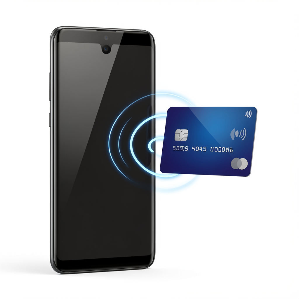 Smartphone com cartão NFC por aproximação